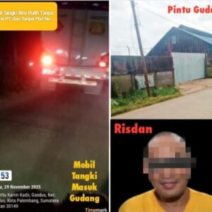 Mobil Tangki Tanpa Plat Nomor dan Nama PT Bebas Keluar Masuk Gudang Risdan Di Gandus Kota Palembang.