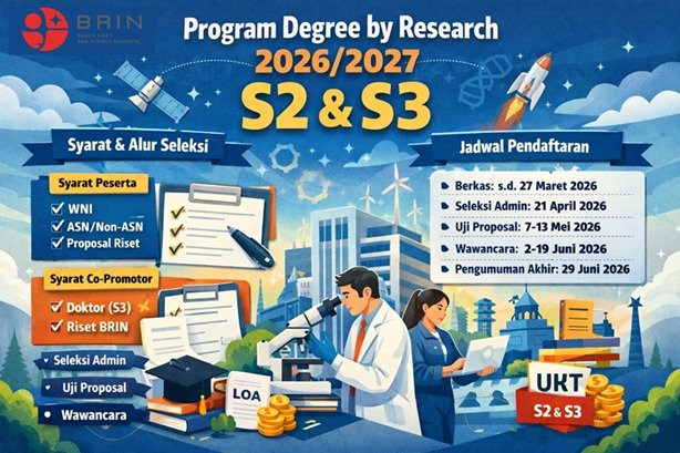 BRIN Buka Degree by Research Semester Ganjil 2026–2027, Ini Syarat, Alur Seleksi, dan Jadwal Lengkapnya